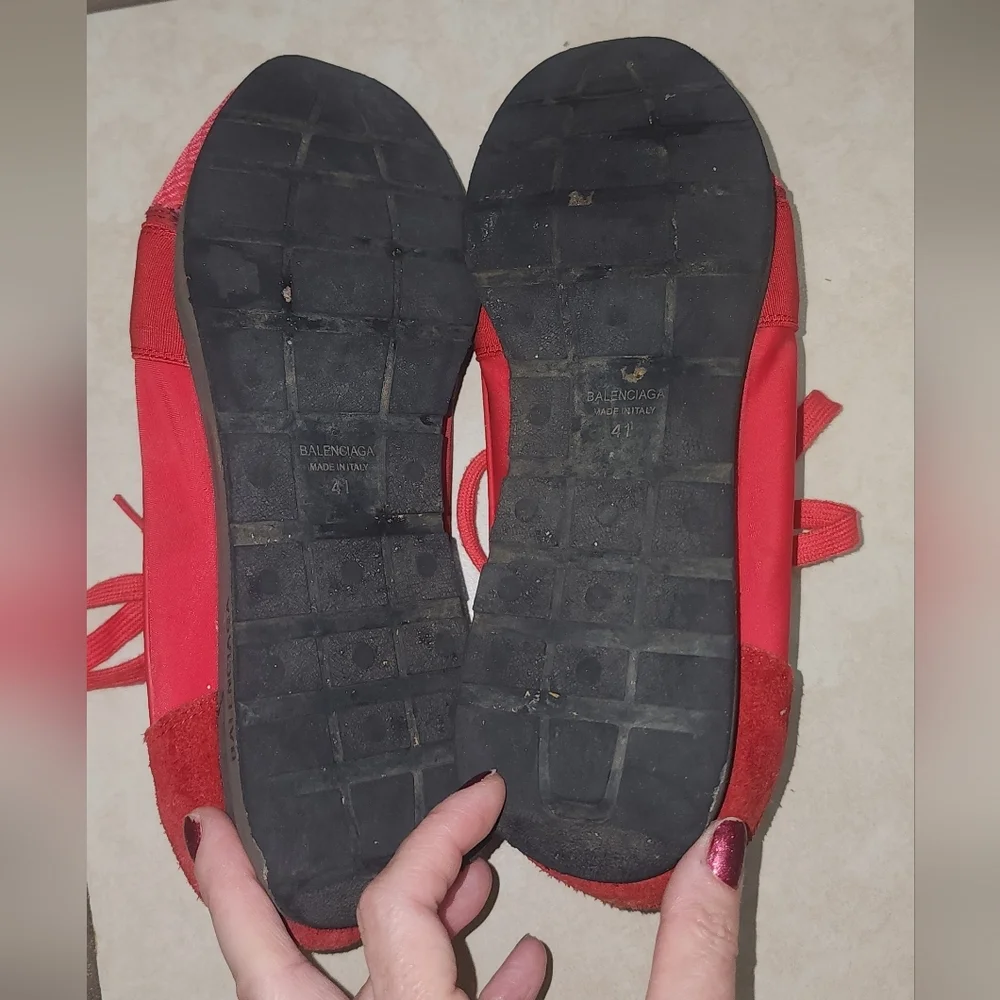 Balenciaga Red Slip-On‎ Athletic Sneakers, Size 41.
